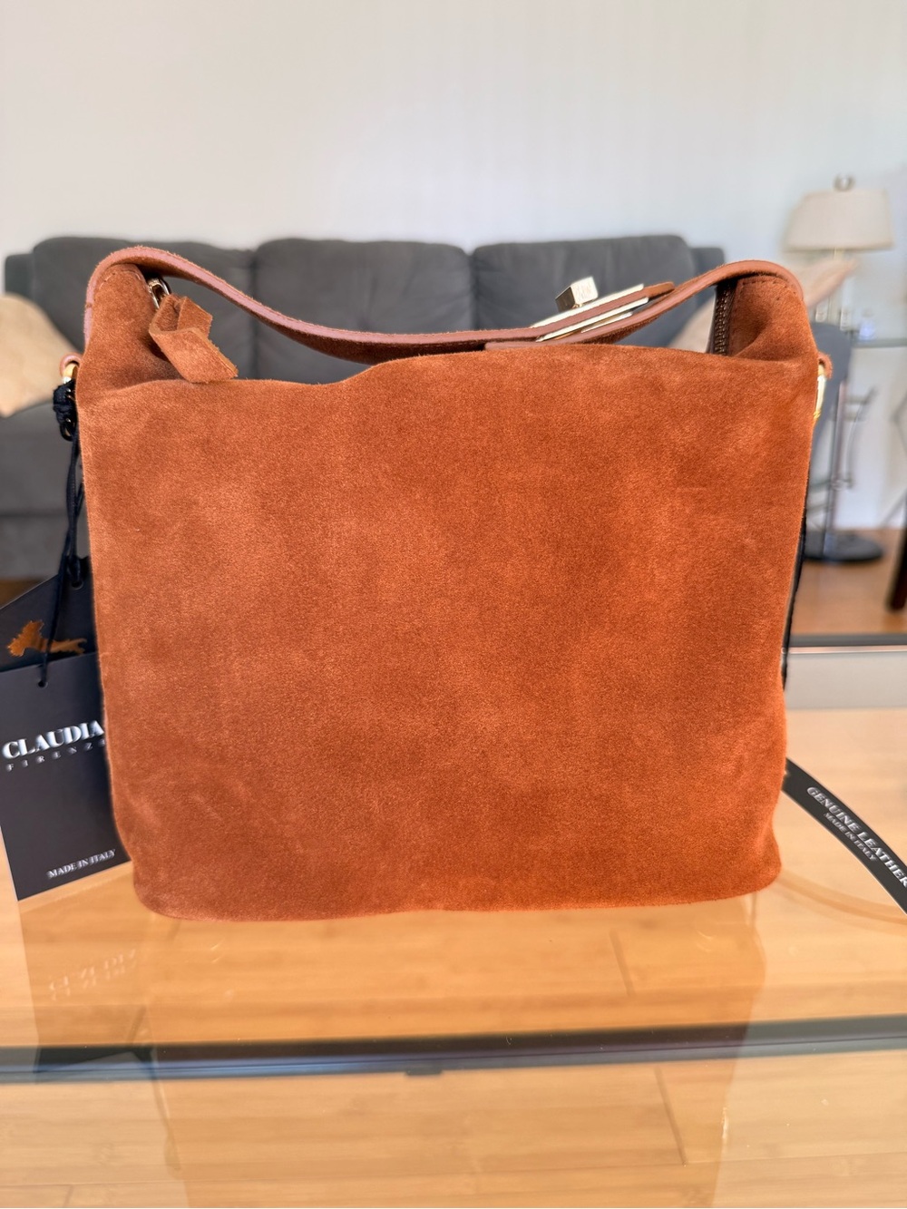 NEW! Claudia Firenze - Suede Shoulder Bag in Rust